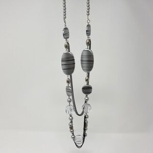 Multi-strand bead and chain necklace